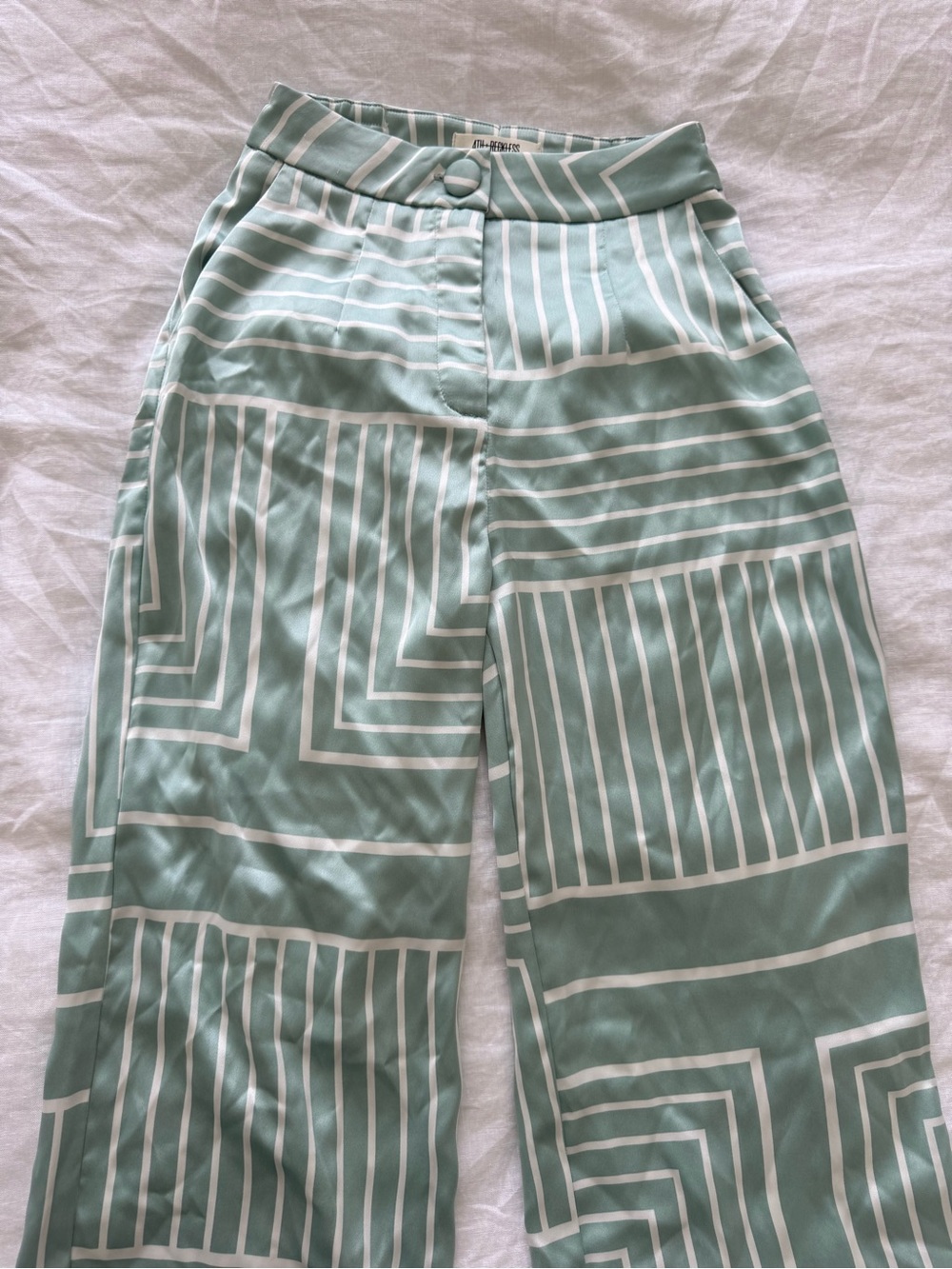 Nordstorm Satin Mint High-Rise Wide-Leg Pants
